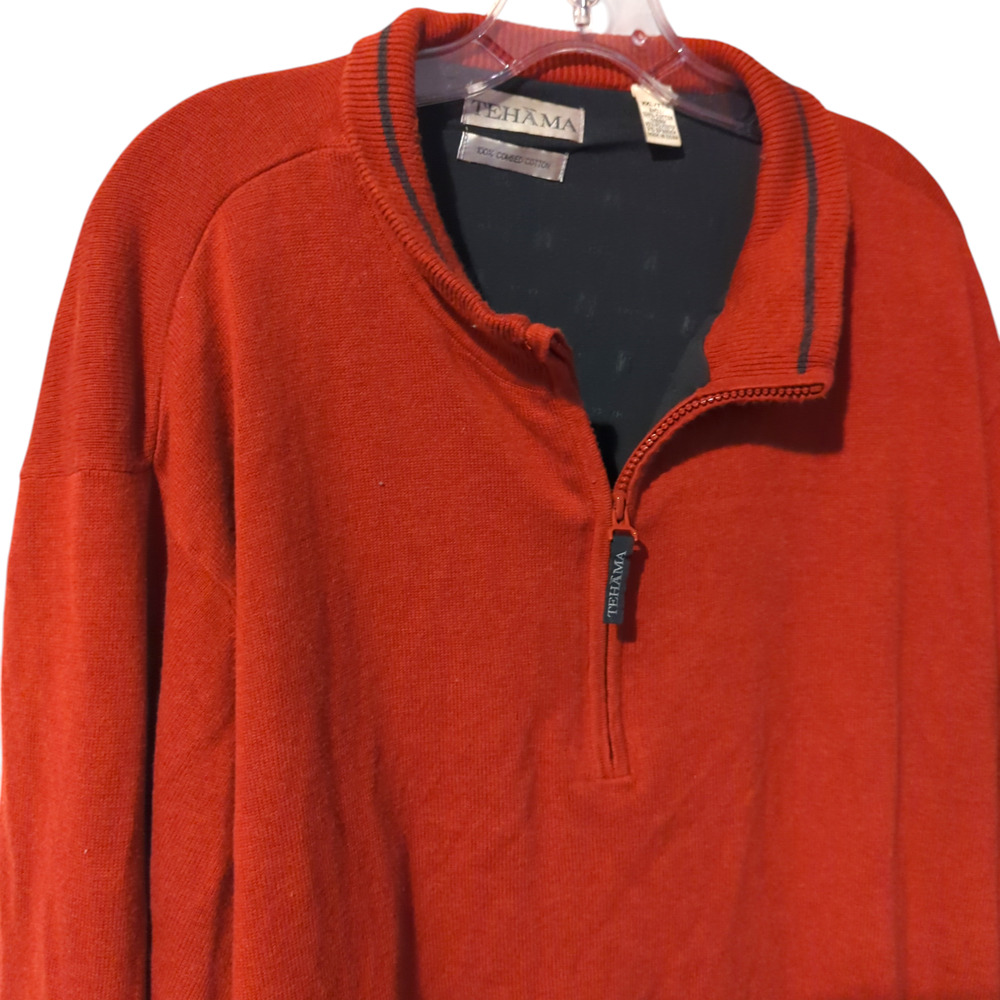 TEHAMA Burgundy Golf 1/4 Zip Sweater Windbreaker Lined Wind Shirt Men's XXL - Picture 4 of 7